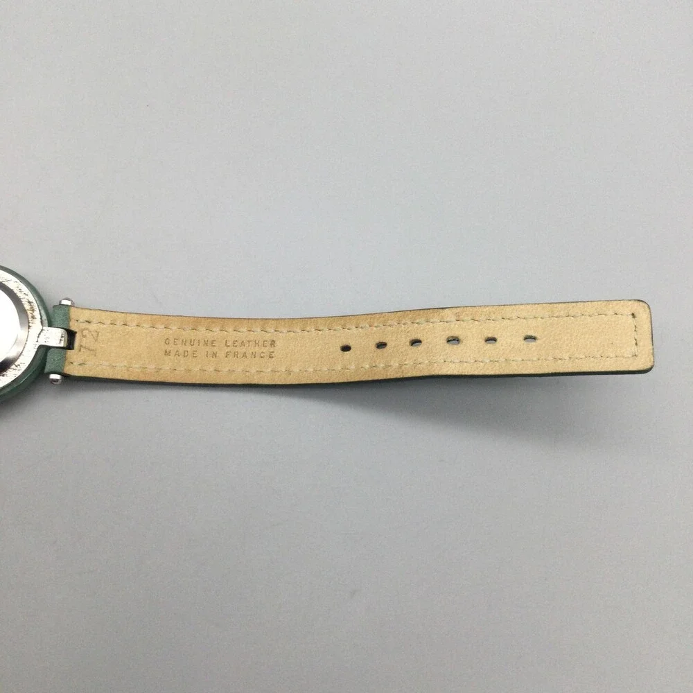 Womens Watch 24mm Green Dial Sterling 925 Case Green Leather Strap New Battery